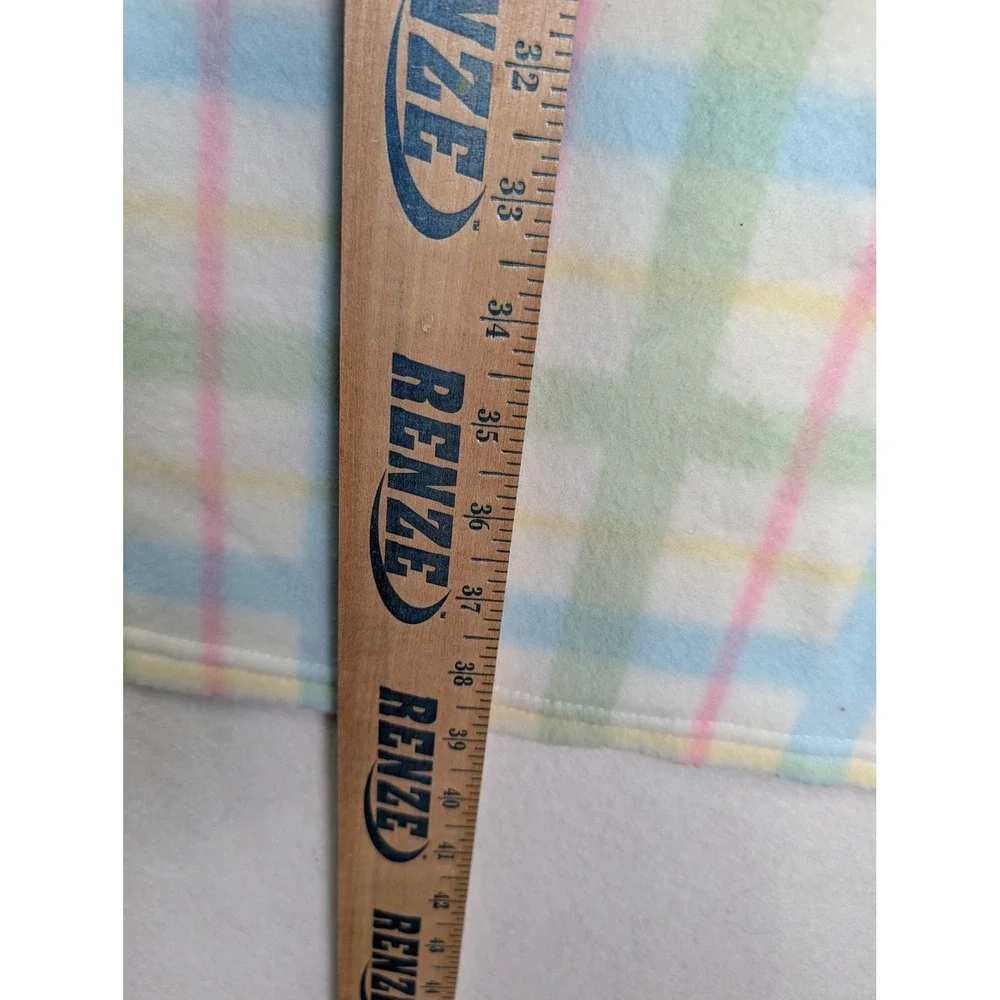 Luv n care Baby Blanket Blue Pink Green Yellow Plaid Fleece 2002 Vintage‎